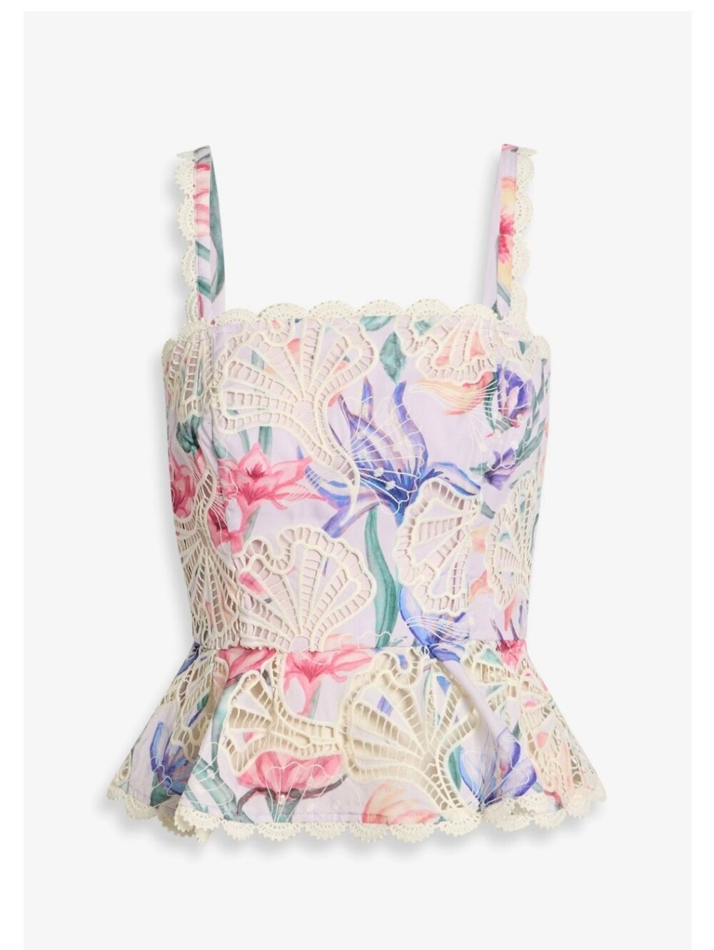 PatBO Amaryllis Floral Embroidered Peplum Top Size 6